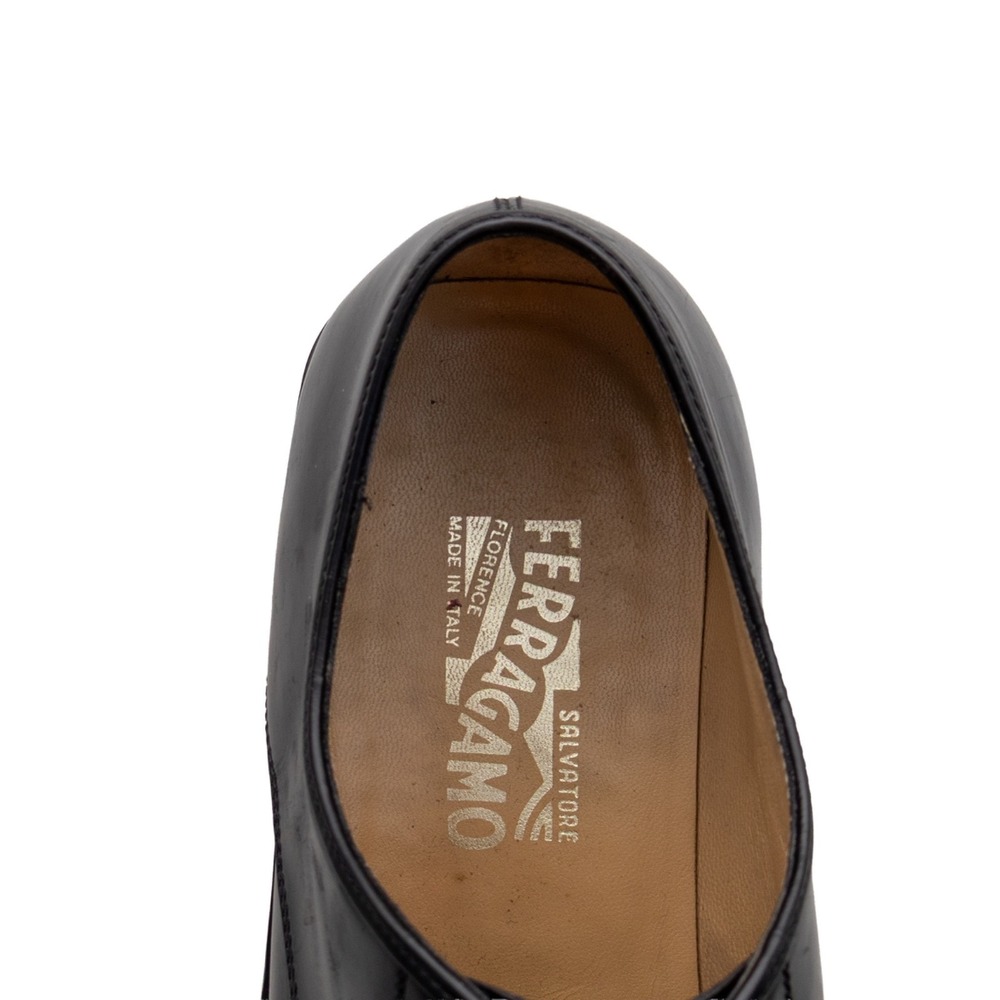 Salvatore Ferragamo Black Apron Toe Derby Dress Shoes Mens US 10.5 D UK 9.5 - Picture 9 of 14